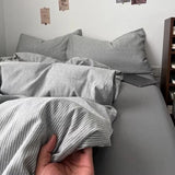 Ins Nordic Bedding Set Plaid Striped Duvet Cover Set Soft Flat Sheets Set 2 Pillowcases Single Twin Full Queen Size Simple Style