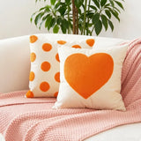 Orange Pillowcase Love Embroidered Pillow Round Spot Pillow 45x45 for Home Sofa Embroidered Cushions Covers Warm Color