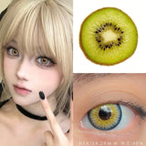 1 Pair Green Colored Contact Lenses Natural Gray Pupils Eyes Contact lenses Soft Lenses 14.00-14.50mm Annual Use