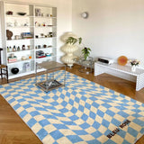 New Trendy Modern Art Checkerboard Living Room Carpet Large Area Decoration Girl Room IG Special-shaped Fluffy Soft Thick Rug