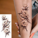 1 Sheet Realistic Flying Birds Flowers Temporary Tattoos For Women Girls Waterproof Long Lasting Fake Tattoo Sticker 3D Body Art