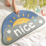 Cute Cartoon Half-Moon Bath Mat - Thickened Plush Bathroom Rug, Ultra-Soft Skin-Friendly with TPR Non-Slip Backing, 45x75CM
