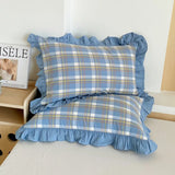 100% Cotton Lace Pillowcase 48x74cm Yarn-dyed Washed Cotton Stripe Pillow Cover Bedding Decorative Pillow Sham With Zipper