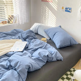 High Quality Bedding Set Boys Girls Twin Queen Size Washed Cotton Sheet Pillowcase Bed Linens Adults Home Textiles No Filler