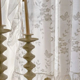 French Romance Ruffle Sheer Curtains White Butterfly Flowers Lace Voile Window Drapes for Bedroom Cafe Living Room Kitchen