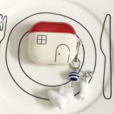 line red house simple style imd silicone earphone case for airpods 1 2 3 4 pro 2 soft protection cover