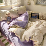 New autumn and winter thickened milk fleece bed 4-piece set double yarn quilt cover bed sheet three-piece set for students