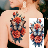 1 Sheet Beautiful Butterfly Flowers Temporary Tattoos For Women Girls Waterproof Fake Tattoos Floral Animals Temp Tatoo Stickers
