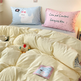 Kawaii Cartoon Dog Washed Cotton Bedding Set for Girl Boys Skin-friendly Duvet Cover Set with Sheet Soft Comfortable Quilt Cover