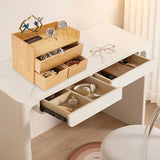 Bamboo 3-Drawer Desk Storage Box, 2-Layer Organizer for Office Supplies, Study Room & Bookshelf Decorative Storage Solution
