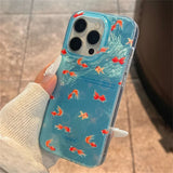 For iPhone 16 Pro Max 15 14 13 12 11 XS X XR 7 8 16 Plus SE 2022 INS Korean Blue Ocean Red Carp Vortex Pattern Phone Case Cover