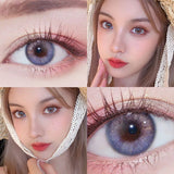 2PCS  Red Color Contact Lenses Large Diameter 14.5mm Myopia Degree Colored Lens Blue Beauty Pupil Makeup One Year Use