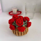 Crochet Floral Coasters Set Table Decorations Bouquet Coasters Potted Plant Decor Handmade Crafts Table Mat Kitchens Accessories