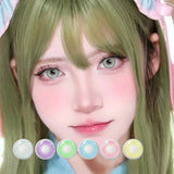 6 Months Disposable Kawaii Green Anime Cosplay Colored Contact Lenses for Coser Daily Party Eye Beauty Soft Contacts