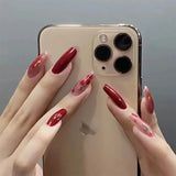 24pcs Floral Coffin Nails Set Press on Nails Cat Eye Fake Nails Butterfly Flower Design False Nails Wearable Manicure Nail Tips