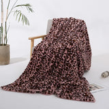 Faux Rabbit Fur Leopard Print Double-layer Coral Rabbit Plush Blanket Bedroom Sofa Soft Breathable Warm Cover Blanket