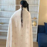 Ikeehome  new printed milk wool lamb wool blanket double-sided cute cartoon office lunch break blanket student dormitory blanket