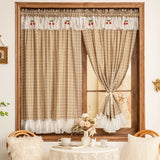 American Sweet Style Plaid Pattern lace Curtain Fabric Kitchen Door Curtains Cafe Living Room Window Kitchen Home Decoration