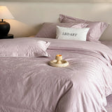 Premium Jacquard Egyptian Cotton Bedding Set Luxury Queen King Size Duvet Cover Size Flat/Fitted Bed Sheet Pillowcases 4Pieces