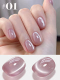 12ml 1-16pcs Autumn Nails New Clear Pink Glass Bead Moonlight Magnet Cat Eye Gel Nail Polish Whitening Nail Supplies