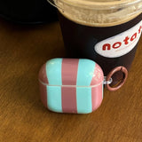 Cute Blue Stripe Imd Silicone Earphone Case With Keychain For Apple AirPods 1 2 3 4 Pro 2 Bluetooth Headphone Protection Cover