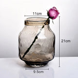 Honeycomb Relief Glass Vase Blue Transparent Flower Pots Decorative Desk Decoration Hydroponics Floral Modern Home Decor
