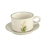 European Style Retro Ceramic Mug Flower pattern Coffee Cup and Saucer Afternoon Tea cup Dessert Plate Milk Juice latte cup Gift