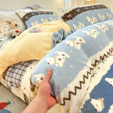 New High-weight Milk Fleece Thickened Single Quilt Cover  Winter Warm Cartoon Duvet Cover Skin-friendly Bedding