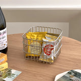 Ins Sliver Square Stainless Small Storage Basket Kitchen Bathroom Accessories Home Decorative Desk Makeup Organizer Box