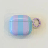 Cute Blue Stripe Imd Silicone Earphone Case With Keychain For Apple AirPods 1 2 3 4 Pro 2 Bluetooth Headphone Protection Cover
