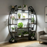 XXL Metal Half-Moon Shape Plant Stand Multilayer Ladder Garden Flower Rack Oval Bookshelf for Garden Balcony Patio