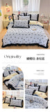 Black Lace Ruffles Korean Bow Decor Bedding Set Duvet Cover Pillowcase Washed Cotton Four-Piece Sets Soft Quilt Cover Bed Sheet