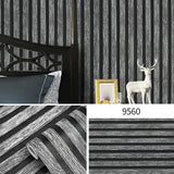 New Black and Gray Grille Imitation Wood Grain Self-adhesive Waterproof Wallpaper New Chinese Style Background Wall Wallpaper