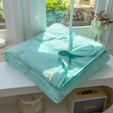 Embroidery Quilt Fluffy Soft Comfort Washed Cotton Embroidery Thin Quilt Machine Washable Blanket Dormitory Single Summer Quilt