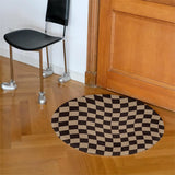 Ikeehome  Irregular Checkerboard Bedroom Rug Round Simple Design Solid Color IG Fashion Living Room Carpet Polyester Cute Decoration Home