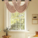 140x60cm Curtain Valance Livingroom Beaded Rod Pocket Scallop Header Window Panel Drapes With Fringe Tassel Home Decoration
