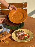 Nordic Ceramic Splashed Ink Plate Household Colored Breakfast Bread Disc High-end Restaurant Dessert Plates Niche Dot Tableware