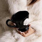 1Pc350Ml High-End Camellia Mug Exquisite Niche Design Ceramic Mug Afternoon Tea Camellia Ceramic Cup Mug Coffee Cup Gift Souveni