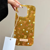 Case For iPhone 16 Pro Max 15 14 Plus 13 12 11 XS X XR 7 8 Plus Perforated Swirl IND Yellow Full Screen Tulip Floral Clear Cover
