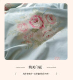 4Pcs Korean Princess Style Floral Ruffles Bedding Set Single Queen Size Soft Skin-friendly Washed Cotton Duvet Cover Pillowcase