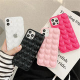 3D Love Heart Couples Phone Case For iPhone 11 Pro 12 13 14 Pro Max Mini XS Max XR X 7 8 14 Plus Candy Color Soft TPU Back Cover