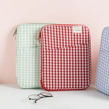 Korean Ins Style Plaid Laptop Sleeve 13 Inch Shockproof Padded Protective Tablet Sleeve For Macbook Notebook Computer Carrying