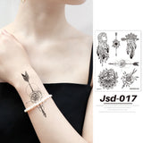 Black Henna Temporary Tattoos for Women Lace Flower Mehndi Sticker for Hand Fake Henna Tattoo Sticker Body Art Wedding Tatoo