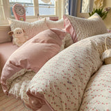 Class A washable small fresh printing four-piece set, student dormitory bed sheet three-piece set