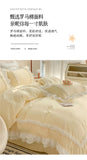 Elegant Lace Bedding Sets Luxury Bed Linen Korean Princess Style Washed Cotton Ruffle Duvet Cover Bed Sheet Pillowcases for Girl