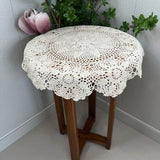 Pastoral Style Cotton Knitted Lace Hollow Tablecloth Vintage Chic Floral Lace Table Crochet Cloth Outdoor Party Wedding Decor