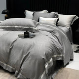 Luxury Satin Jacquard Bedding Set 1000TC Lyocell Cotton Soft Silky Duvet Cover Set Bed Sheet/Fitted Sheet Pillowcases 4Pcs