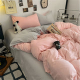 Solid Color Bedding Set Twin Full Queen Size Bed Flat Sheet Soft Kids Adults Duvet Cover Set Quilt Cover Pillowcases Bed Linen
