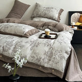 Ikeehome  new autumn and winter class A thickened high gram weight linen retro style double-layer yarn printing four-piece set