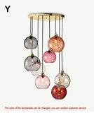 High-end Color Water Patterned Glass Ball Pendant Light Bedroom Bedside Lamp Creative Dining Living Room Bar Counter Chandelier